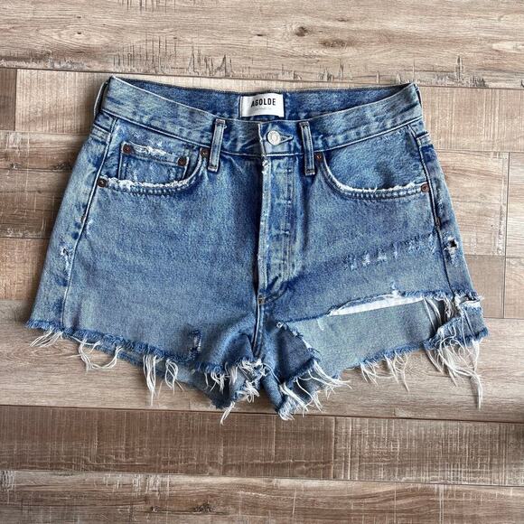 AGOLDE Parker Vintage Cut Off Denim Shorts in Freewheeling Size 25 - Picture 1 of 5